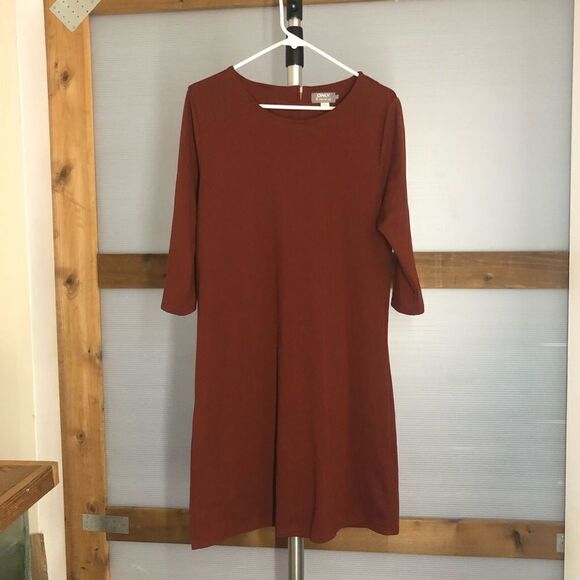 Only Burnt Umber (Red/Brown) 3/4 Sleeve Mini Dress Sz L / XL - Picture 2 of 6
